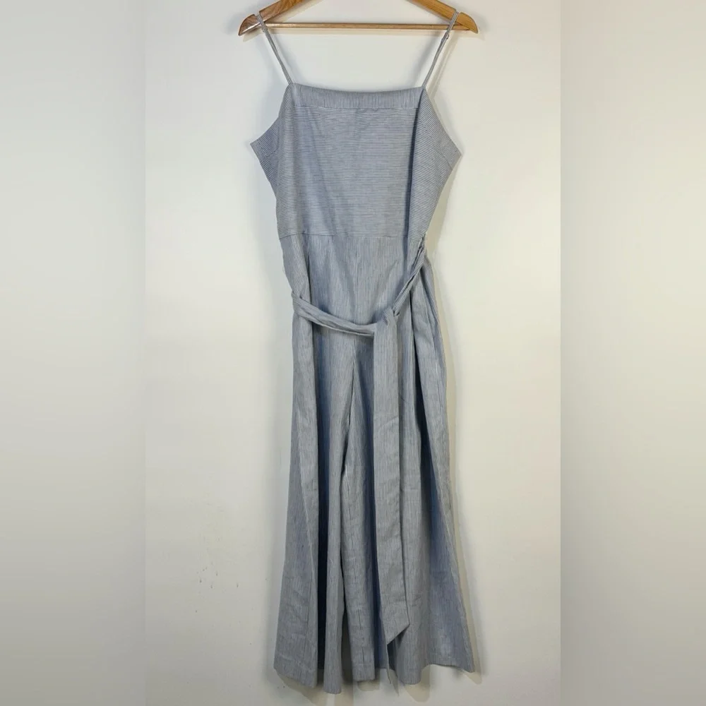 NWT Banana Republic Wide Leg Jumpsuit Nautical Pinstripe Linen Cotton Blend 12 - Picture 2 of 12